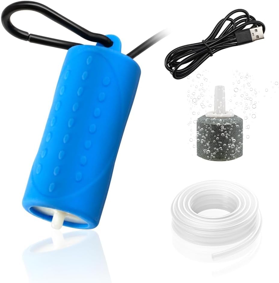 VAYINATO USB Mini Aquarium Air Pump – Ultra Quiet Oxygen Aerator with Hanging Clip, Airline Tubing & Air Stone – Portable & Energy-Efficient for Small Fish Tanks & Bowls-image-40
