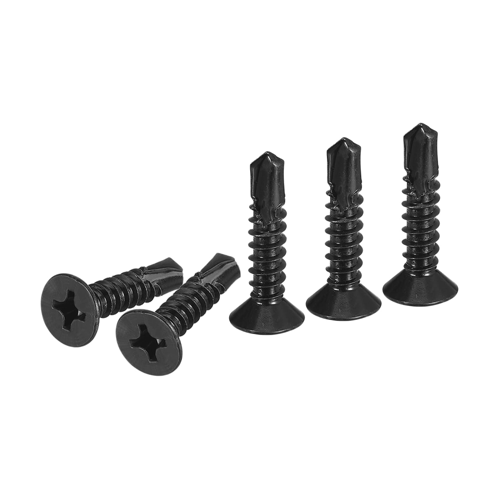 DTGN 100Pcs ST4.8x25mm Self Drilling Screws, 410 Stainless Steel Flat Head Phillips Sheet Metal Screw