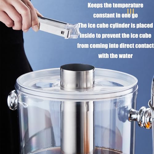 Dispenser per succhi in acciaio inox con serbatoio trasparente e contenitore per ghiaccio, isolamento a doppia parete per bevande calde/fredde, design facile da pulire per uso commerciale