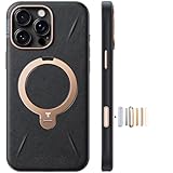 【新感覚レザー・スキンタッチ】TORRAS iPhone 16 Pro Max 用 ケース 革 ゼンマイ式スタンド 縦横両対応 リング マグネット搭載 MagSafe対応 ワイヤレス充電対応 米軍規格耐衝撃 指紋防止 黄変防止 6.9インチ Ostand Q3 レザートーン こくよう・ブラック