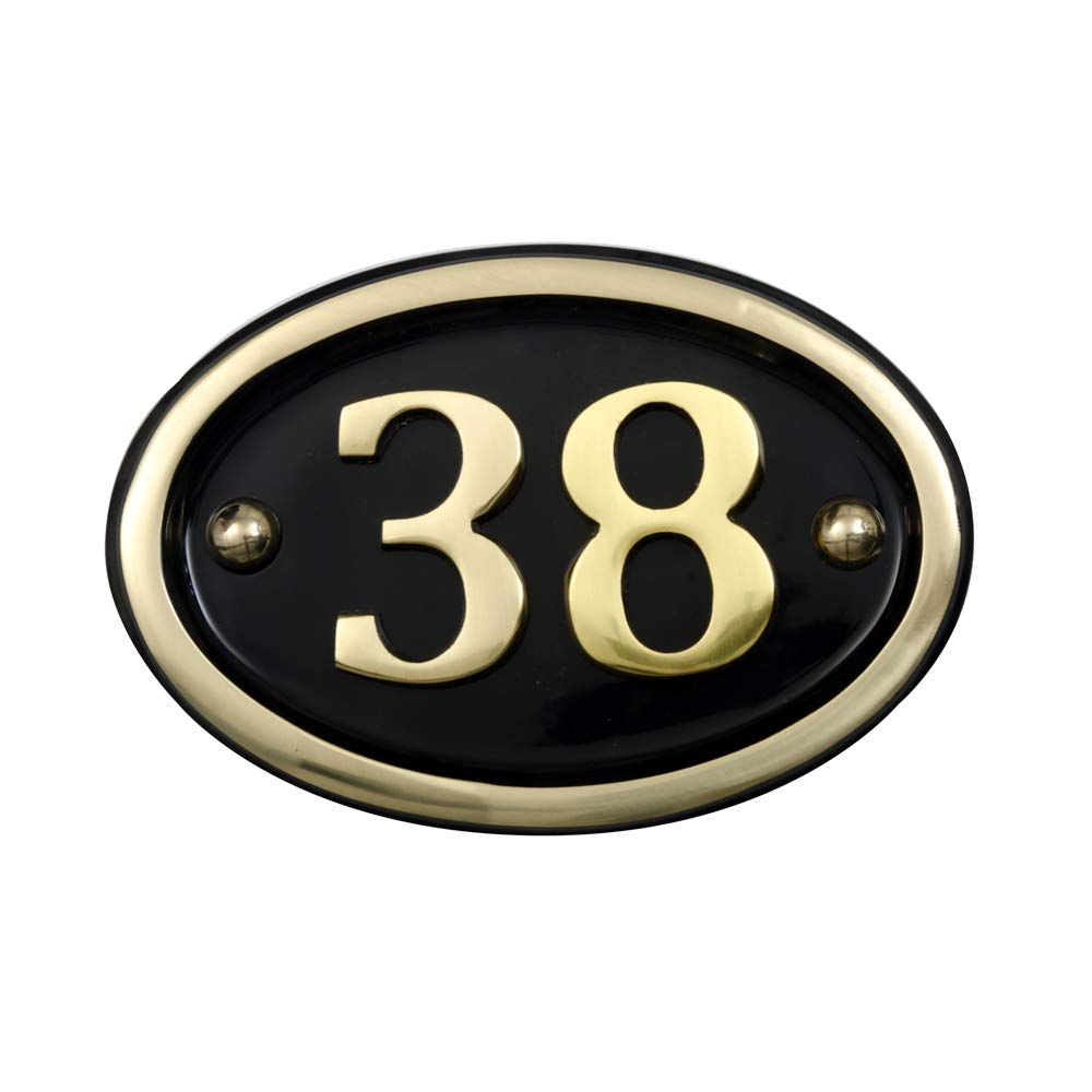 Signs & Numbers Brass Solid House Number Oval Design (No 38)