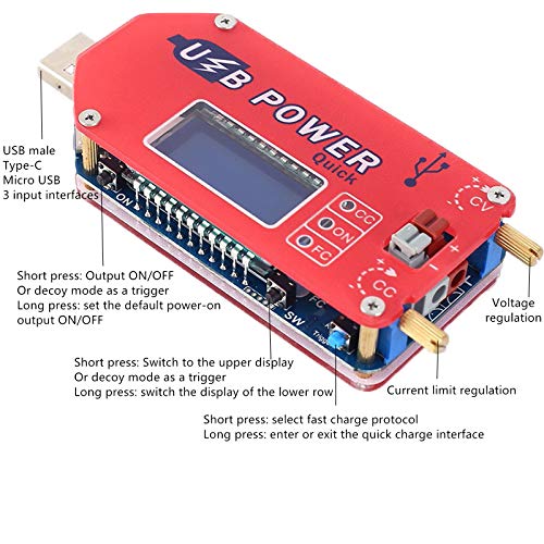 USB Buck Boost Voltage Converter, 15W LCD Step Up Down Power Supply Module Support Fast-Charge of QC 2.0, QC 3.0, FCP, SCP, AFC，Portable Voltage Regulator for Small Electronic Projects2
