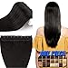 Produktbild Echthaar Extensions Clip in günstig Haarverlängerung 1 Tessse 5 Clips Haarteile Echthaar Remy Human Hair 40cm-45g(#1B Naturschwarz)
