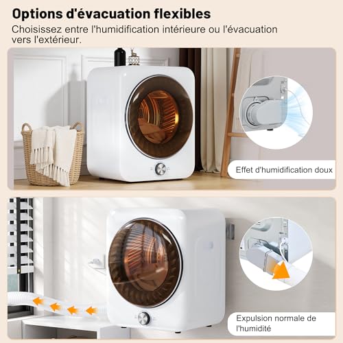 Sèche-linge à évacuation compact 8 programmes blanc Merax 1350W 3kg
