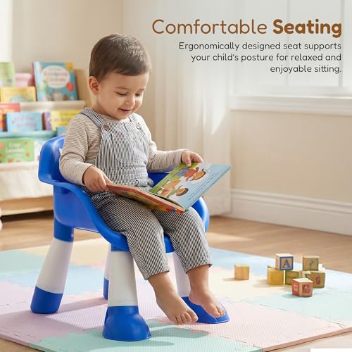 Image of Baybee Booster Seat for Baby | Feeding Chair with Tray | Portable Dining Seat for Toddlers | Baby Feeding Solution for Home & Travel (0-6 Years, Blue)