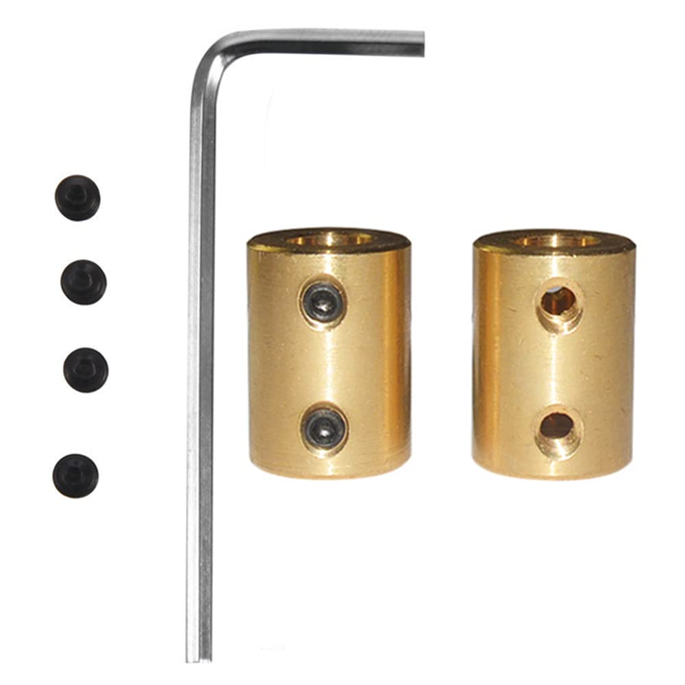 Bore Rigid Coupling Set Screw Copper Motor Shaft Coupler Connector for 3D Printer DIY Robot Pack of 2 (Inner Aperture: 6mm - 10mm)