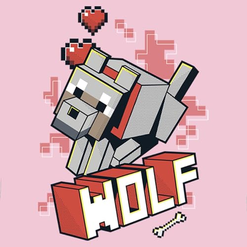Girl's Minecraft Wolf T-Shirt - Light Pink - X Large2