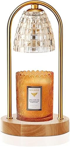 Miniatura 1 de Lámpara calentadora de velas derretidor de cera eléctrica regulable calentador de cera de arriba para cera perfumada con temporizador dorado