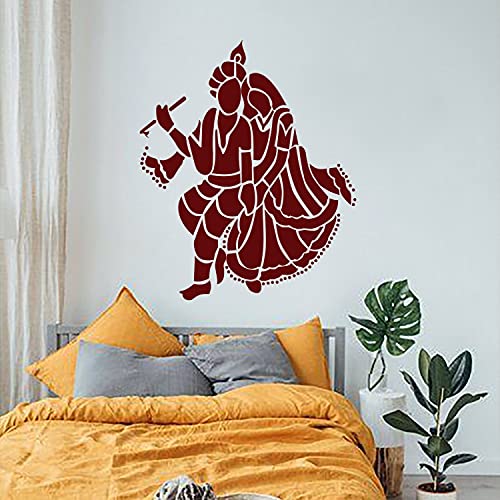 Image of Kayra Decor Stencil for Wall Painting - Radha Krishna Ji Design Pack of 1, 24 inch x 40 inch - (KDS36129)