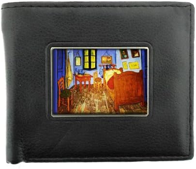 Vincent Van Gogh Bedroom Arles Black Bifold Leather Material Wallet D-163
