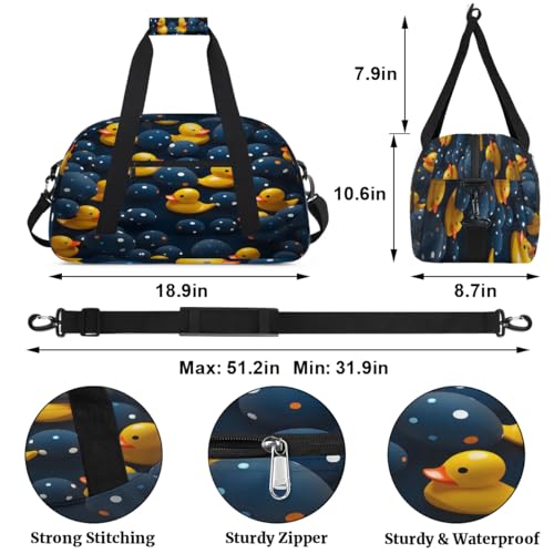 Sports Duffle Bags Cute Ducks Travel Duffle Bag Gym Bag Weekender Travel Bag Waterproof Overnight Bag Carry On Travel Tote Bag Dance Bags3