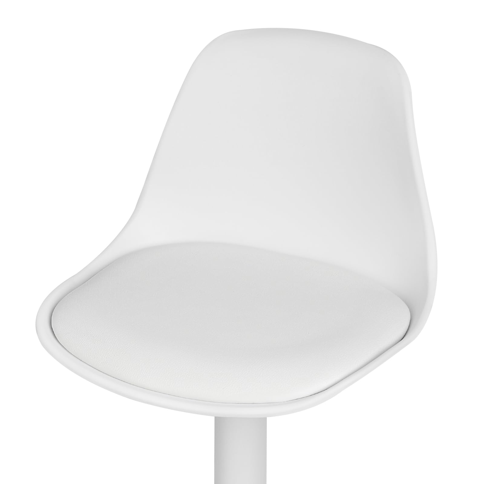 Tabouret Bar Lot de 2 Chaise de Bar Tabouret de Comptoir avec Dossier, Tabouret de Bar en Cuir synthétique,Réglable en Hauteur, Pivotant à 360°,Hauteur d'Assise 55-75cm (Blanc- 2pcs)