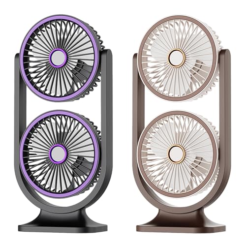 Ventilateur de bureau double tête rechargeable portable silencieux - 8