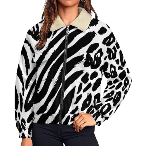 Veste polaire femme pour extérieur chaud cardigan zèbre pour sorties hiver