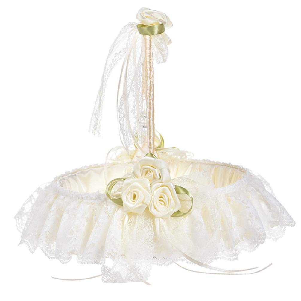 Besport Blumenkorb aus Spitze für Braut und Mädchen