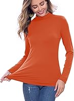 Vista 1 de Camisas de manga larga para mujer, cuello alto, ajustadas, básicas, elásticas, ligeras, de capa