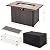 Nuu Garden Outdoor 43 Inch 50,000 BTU Propane Gas Fire Pit Table, Ceramic Tabletop, Water Proof Oxford Cover, Glass Fire Pit Wind Guard, Glass Beads, Lid Included, Dark Brown and Coffee