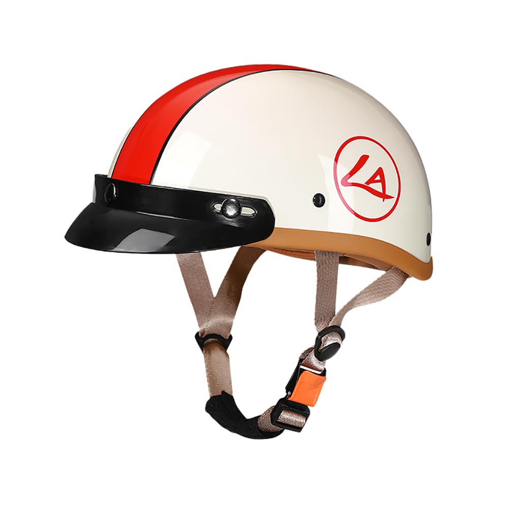 Halve Motorhelm DOT ECE Goedgekeurd, Vintage Open Helm In Duitse Stijl, Kruiserhelmen, Spiegel Zilver Chroom Chopper Scooter Retro Bromfietshelmen (Size : XL=(61-62cm