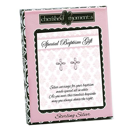Sterling Silver Baptism Earrings For Girls With Infinity Cross (Screw Back) #TOP1