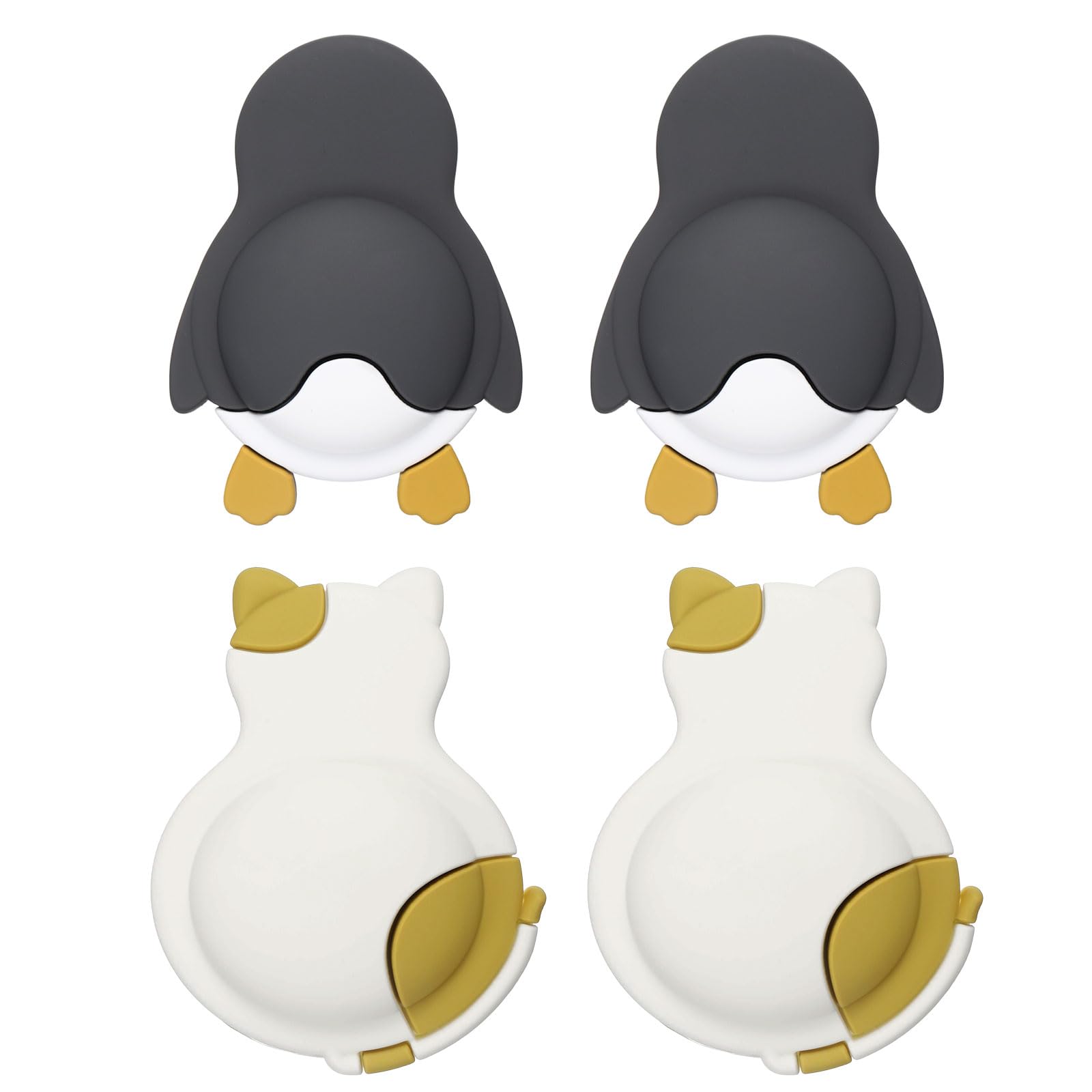 PATIKIL 4Pcs Door Knobs Stopper, Bird/Cat Design Door Handle Bumper Guards, Self-Adhesive Wall Protectors for Door Handle Table Corner and Home Decor, Black, Yellow — image 1