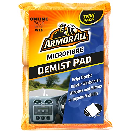 Armor All Microfibre Car Demist Pad Set of 2 Quick Demisting for Clear Vision Gentle and Scratch-Free Cleaning Designed for Windscreen Windows and Mirrors Ideal for Car & Motorcycle Detailing