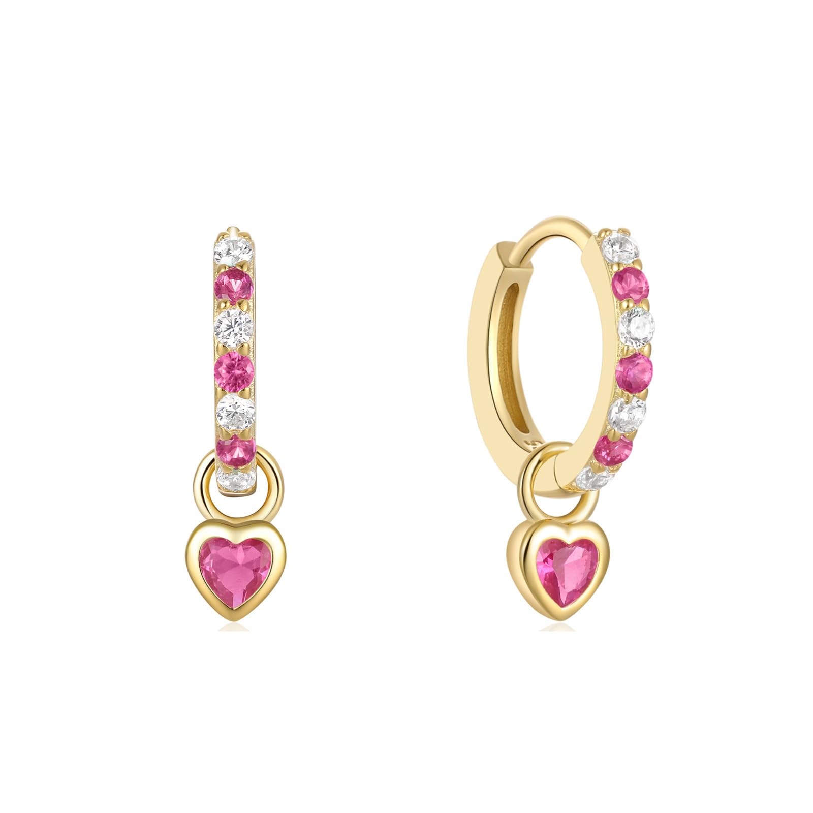 Orecchini Argento 925 Donna Zircone Intarsiato Oro Orecchini Cerchio Piccoli
