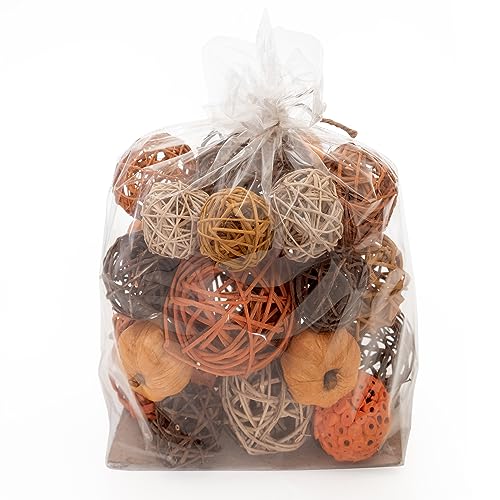 Image of ANDALUCA Orange Decorative Vase Filler Bag with Mini Pumpkins, Orbs, Balls & Flowers Bowl Filler Decor (Pumpkin Orange)