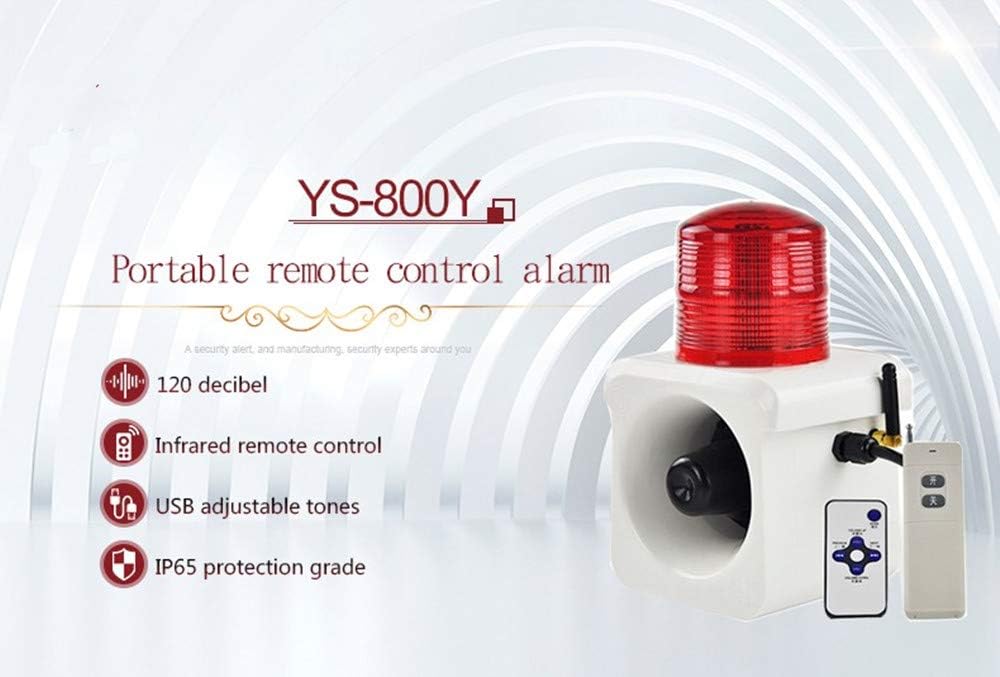 Sound Light Warning Light w/Remote Control Intelligent Alarm Siren Light Infrared Wireless Remote Flashing Led Strobe Light Emergency 120dB (1 alarm with 2 remote controller(500m), DC 24V)