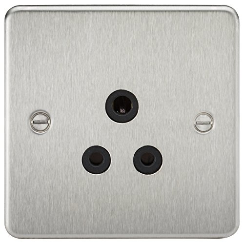 Knightsbridge FP5ABC FP5A FPAV5ABC Flat Plate 5A Unswitched Socket-Brushed Chrome, 230 V, Black Insert