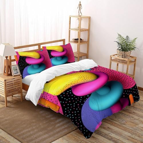 Housse de couette 220x240cm King microfibre lit sans plis imprimé 3D dessin animé - 2