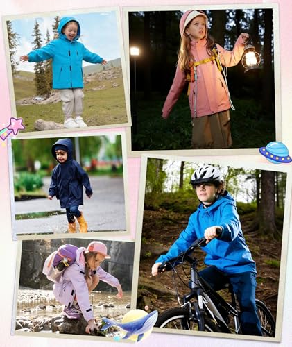 Image of Boys Rain Jacket Kids Lightweight Rain Jackets Waterproof Hooded Windbreaker Outdoor Coats for Boys Girls