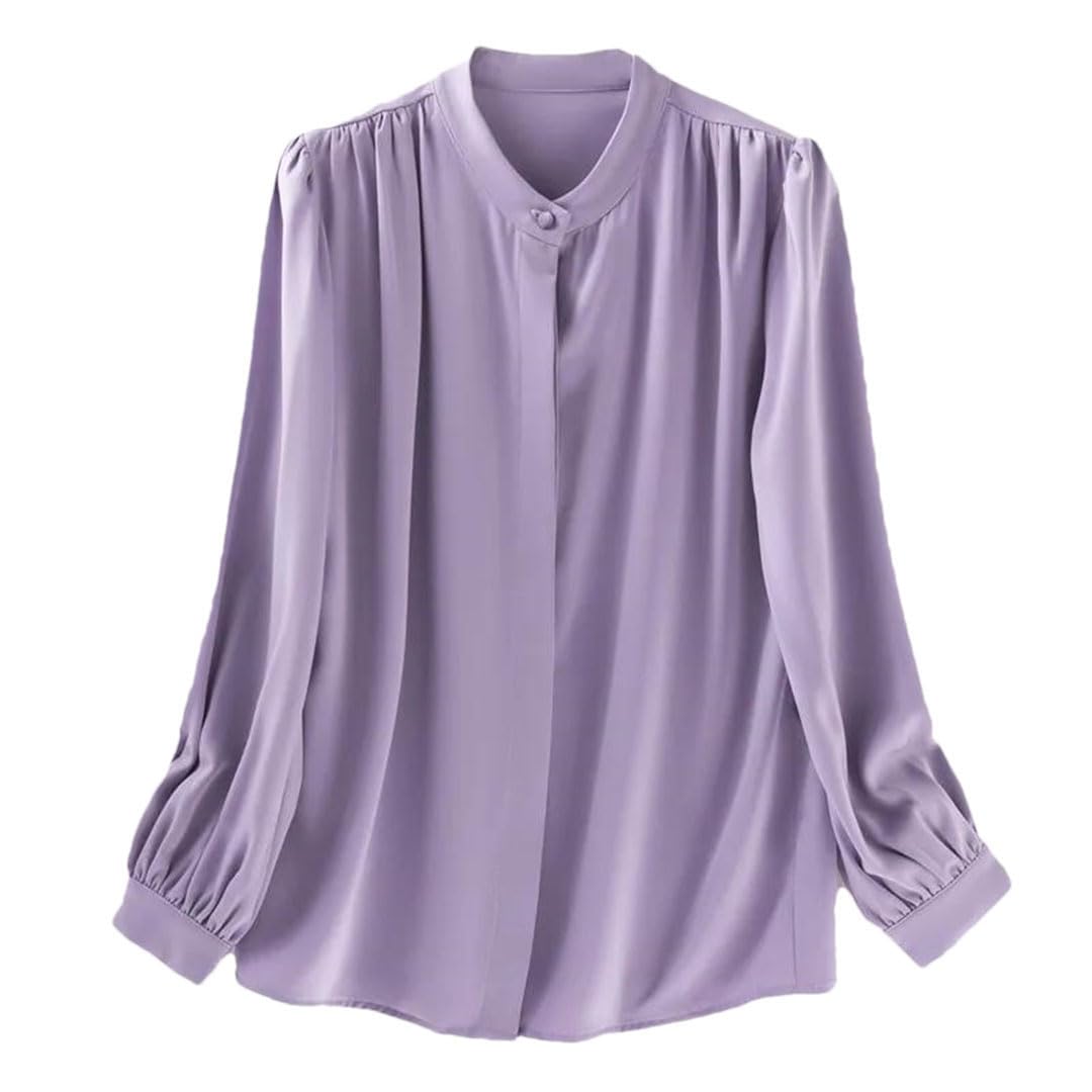 Blusa elegante para mujer, estilo occidental, cuello alto, diseño holgado para camisa