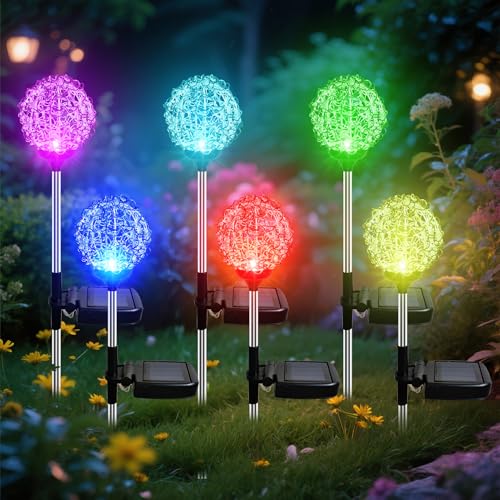 MMHF Solar Garden Lights Outdoor, Upgraded Globe Powered Garden Light,