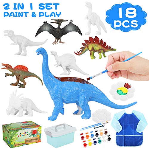Auney Kids Dinosaur Painting Kit, DIY Dinosaurs Toys Art and Craft Supplies Set 3D Painting Animal Set for Boys Girls Age 3 4 5 6 7 Years Old