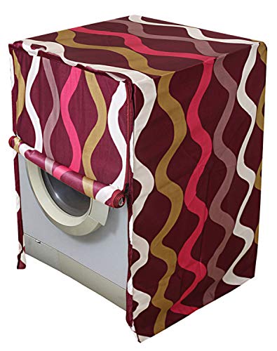Image of Kuber Industries Zig Zag Print Dustproof Cotton Front Load Fully Automatic Washing Machine Cover, Pink-KUBMART10167