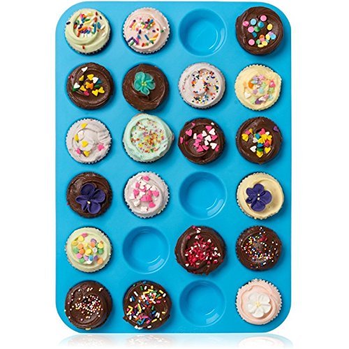 Muffinform 24er Mini Silikon Muffin Backform, Amison Antihaftbeschichtet Muffinform für Cupcakes, Brownies, Kuchen, Pudding, spülmaschinenfest, bpa-frei