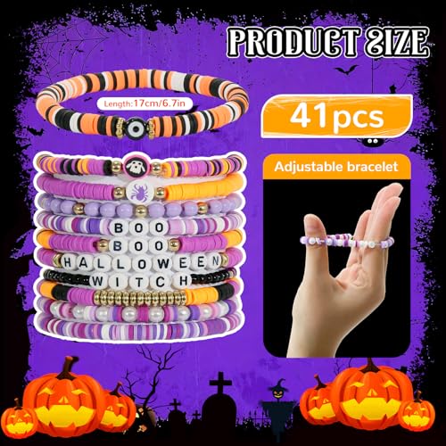 40Pcs Stackable Friendship Bracelets Set, Boho Stretch Bracelets for Women, Elastic Layering Bracelet Bulk for Jewelry Gift Party Favors Supplies2