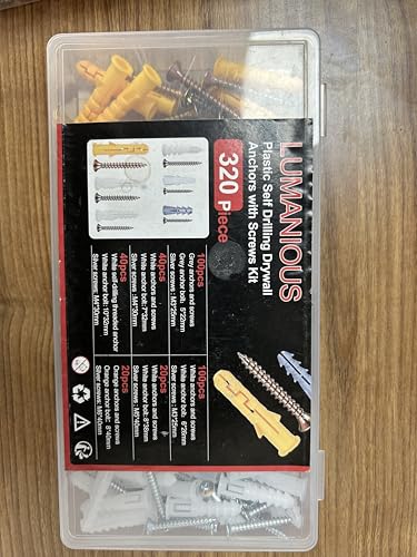 320pcs Screws and Wall Plugs Set, 6 Different Assorted Size Raw Plugs for Drywall Holds Up to 75lbs - Image 2