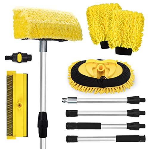 Beetqi 10-In-1 Car Wash Kit With 65" Extendable Handle Car Wash Brush With Long Hanlde Microfiber Car Brush Mop For Truck, Rv, Suv, House Cleaning (Water Hose Connectable) #TOP19