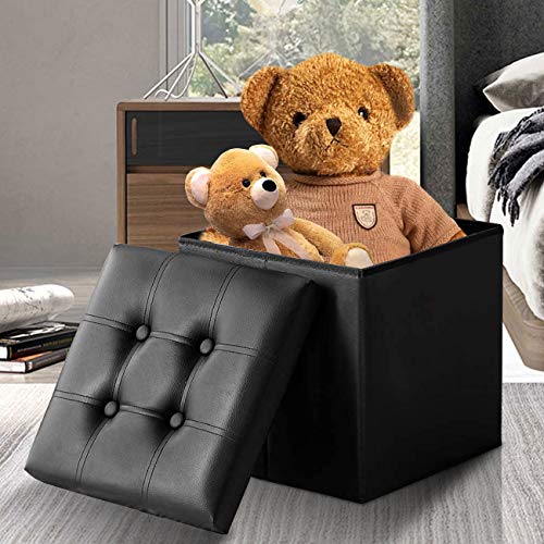 image for EYLAEM Ottoman with Storage, 15 Inches Footrest Stool Cube Boxes, Fold