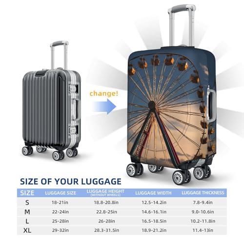 Travel Luggage Cover Ferris Wheel Suitcase Protector Elastic Washable Stretch Suitcase Protector Anti-Scratch Travel Suitcase Cover Fit 18-32 Inch Luggage2