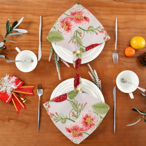 Servilletas de tela estampado Strawberry Flowers 6 uds 20x20 pulg miniatura 6