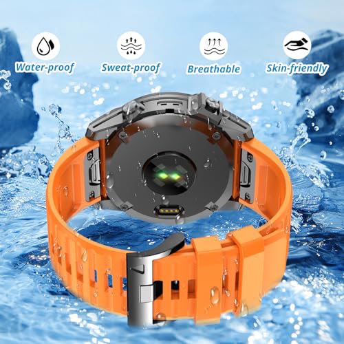 Image of Silicone Band for Garmin Enduro 3 2 /Fenix 8 pro /tactix 8 AMOLED 51mm /Fenix 7X /6X pro sapphire solar /5X plus, 26mm Quickfit Sprot Watch Strap Replacement for Descent Mk2i /3i /epix Pro /quatix 8 51mm