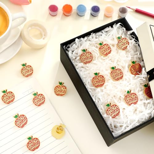 Image of Hoteam Teacher Appreciation Gifts Bulk Apple Lapel Pins Thank You Enamel Brooch Pins Accessories for Teachers Employee