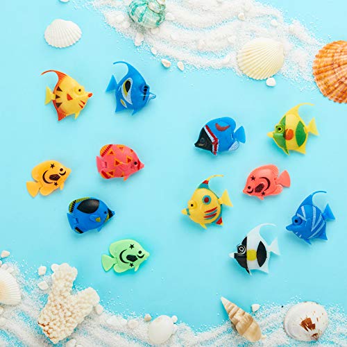 Weewooday 20 Stück Künstliche Bewegliche Fische Plastik Schwimmende Fische Lebensechte Fisch Verzierung Aquarium Dekorationen für Aquarium (Zufälliger Stil)