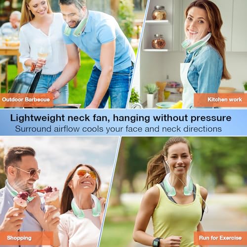 Image of Hionly AI Neck Fan, 6 Speeds Adjustable Portable Personal Fan Rechargeable, 6000 mAh Battery Faster Cooling Wearable, Ultra Quiet for Home, Office, Travel, Outdoor