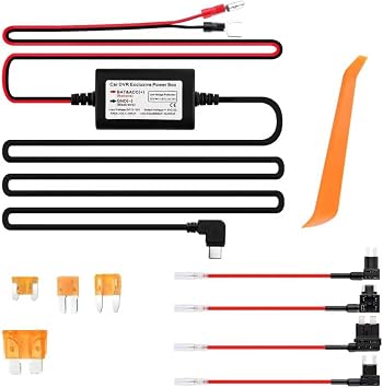 9.68Ft Dash Cam Hardwire Kit USB C,12V-30V to 5V Hardwire Kit for Dash Camera for Cars with Low Voltage Protection,Dashcam Hardwires Kits USB C with Car Fuse Tap/5A Blade Fuse