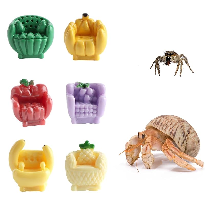 Decoração para Terrário com 6 Mini Sofás de Resina DQITJ para Aranhas-Saltadoras e Pequenos Animais