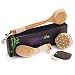 Dry Brushing Body Brush Set: Bamboo - Natural Boar Bristle Dry Body Brushes Best for Cellulite and Lymphatic Flow, Dry Skin Exfoliation, Detox - Brush with Long Handle, Pumice Stone Gift, How To Guide