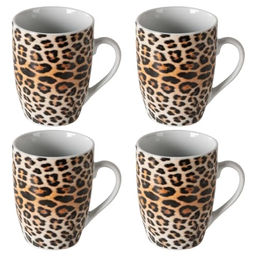 Home4You Kaffeetassen 4er Set - Braun - Schwarz - Porzellan -...